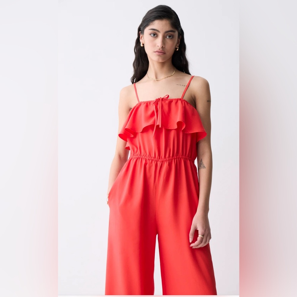 Deluc Red Ruffle Jumpsuit